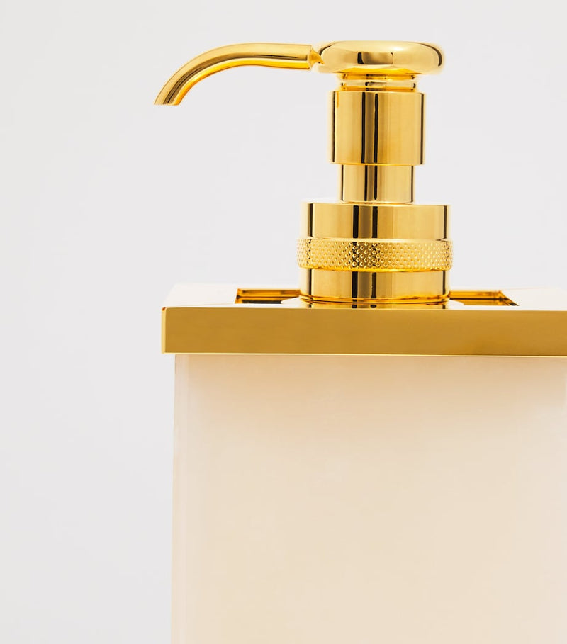 Zodiac white onyx soap dispenser 14cm, imported from the UK