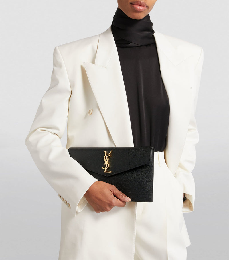 Saint Laurent Uptown clutch bag in grained leather, UK version