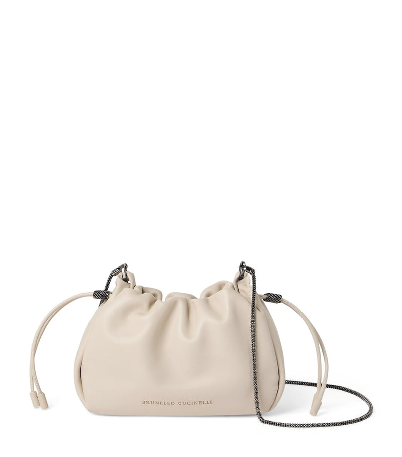 Brunello Cucinelli mini leather Mellow bucket bag (British brand)