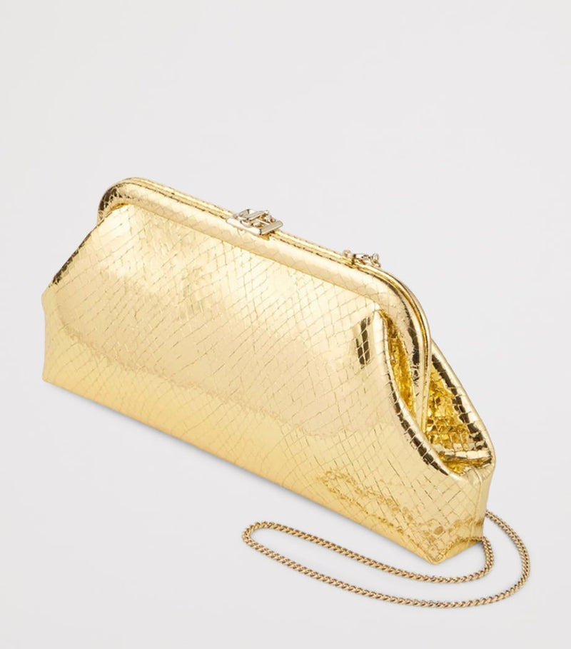 Jimmy Choo snake-embossed leather clutch bag, imported from the UK