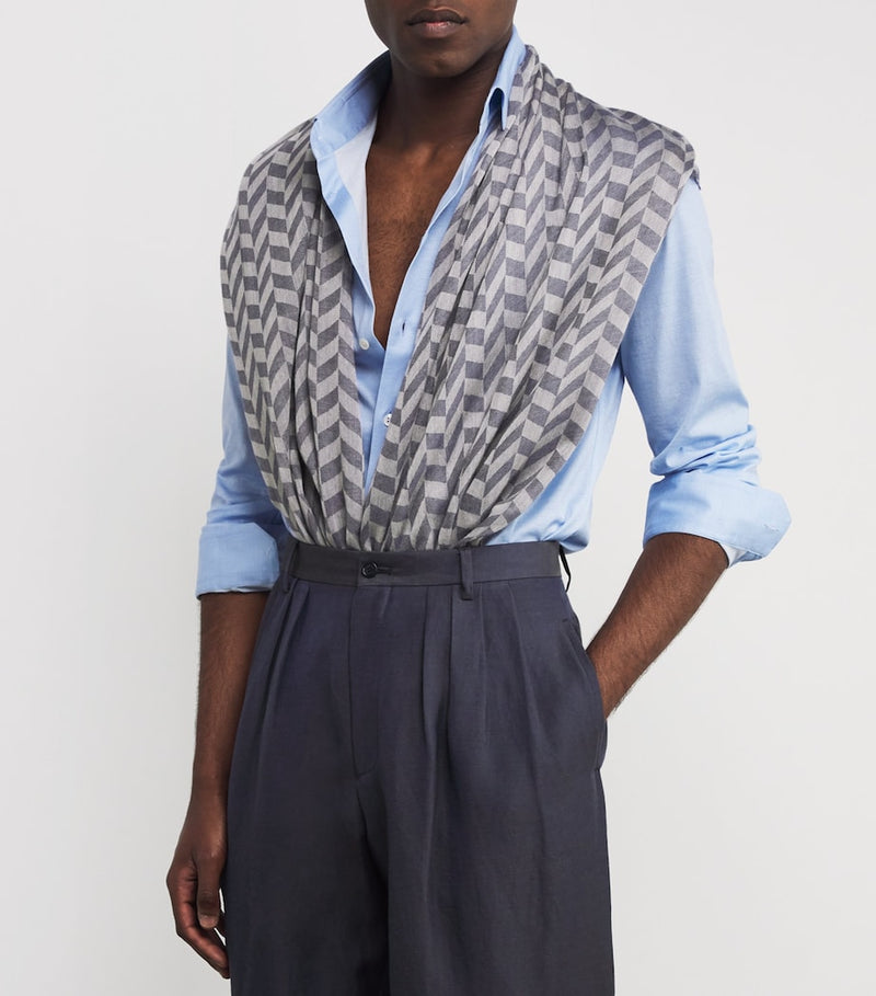 Giorgio Armani jacquard cashmere scarf, imported from the UK
