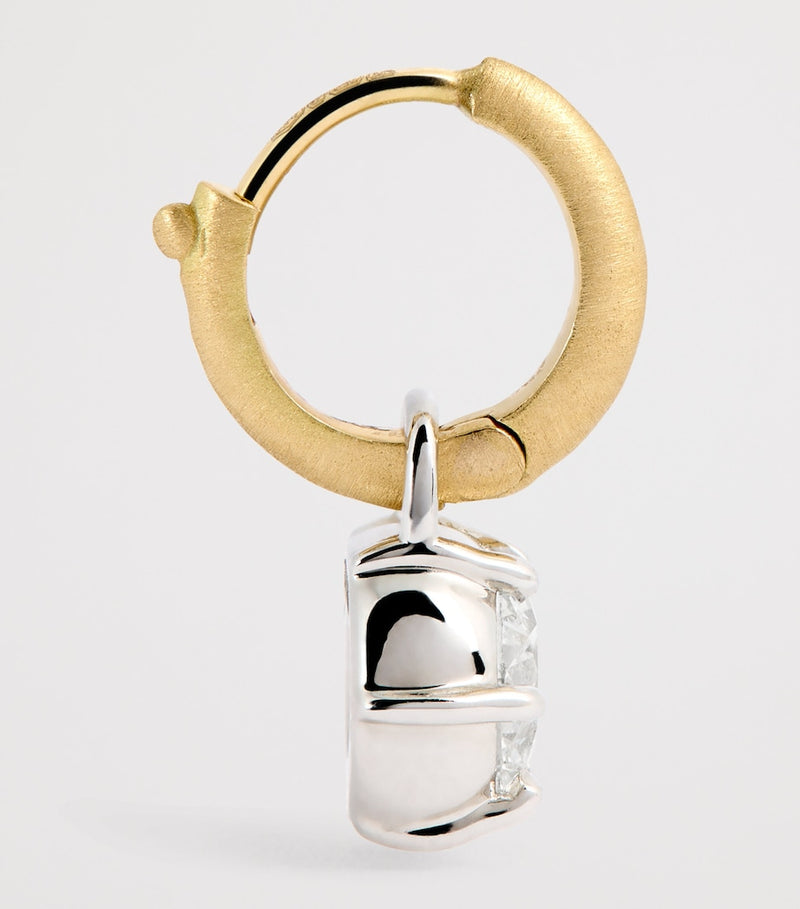 Jade Trau Sienna huggie earrings yellow gold and diamonds, UK version