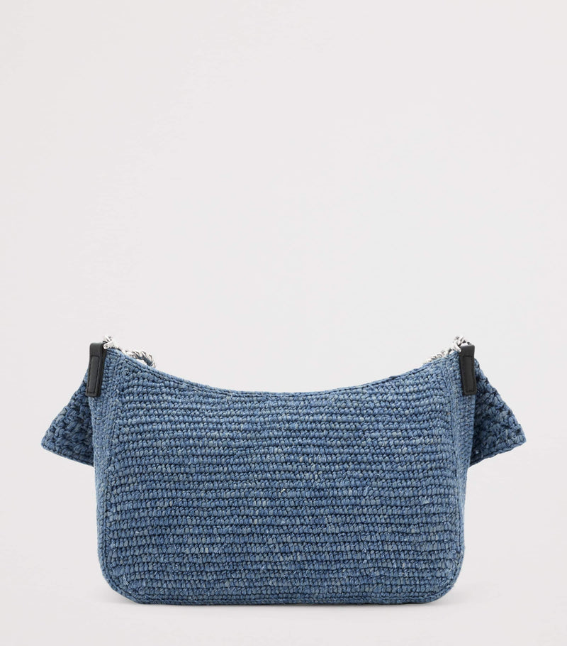 LOEWE medium crochet Ola shoulder bag in raffia and linen, imported from the UK