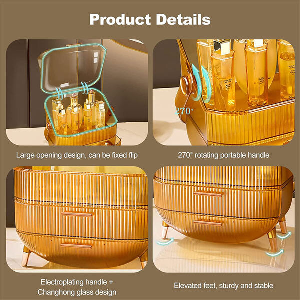 Livingandhome Makeup Organizer with Drawers Yellow 38cm, UK version