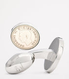 Babette Wasserman rhodium-plated coin cufflinks, UK version