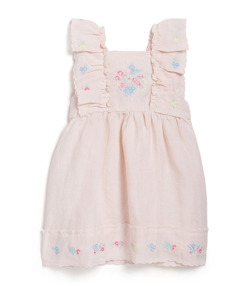 Tartine et Chocolat linen embroidered floral dress for ages 3 months to 4 years (British brand)