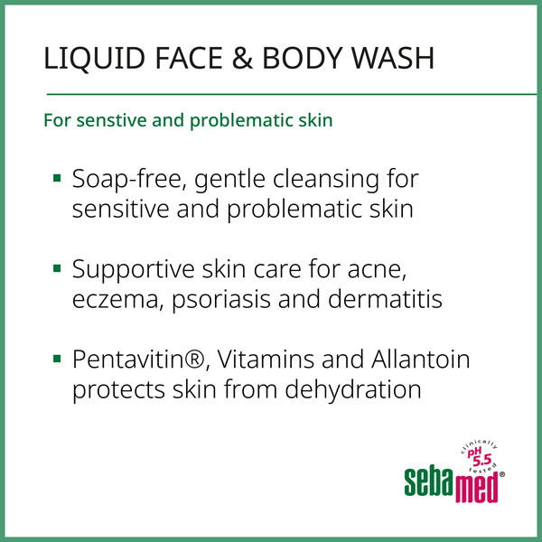 Sebamed liquid face and body wash 1000ml (British brand)