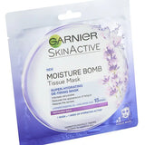 Garnier Moisture Bomb Lavender Hyaluronic Acid sheet mask 28g, UK version