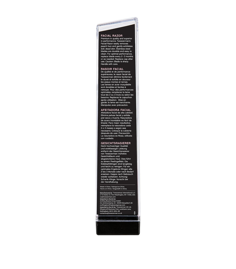 Rasoir facial Tweezerman lame en acier inoxydable, version UK