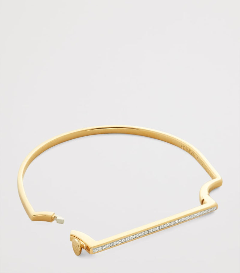 Monica Vinader gold vermeil diamond slim bangle, UK version