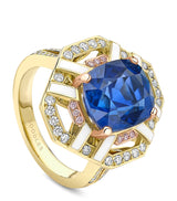 Harrods Boodles Yellow Gold Diamond and Sapphire Fifth Avenue Ring- Buy online at McGrocer
