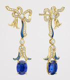 Boodles Palace Collection earrings with diamonds and sapphires, imported from the UK