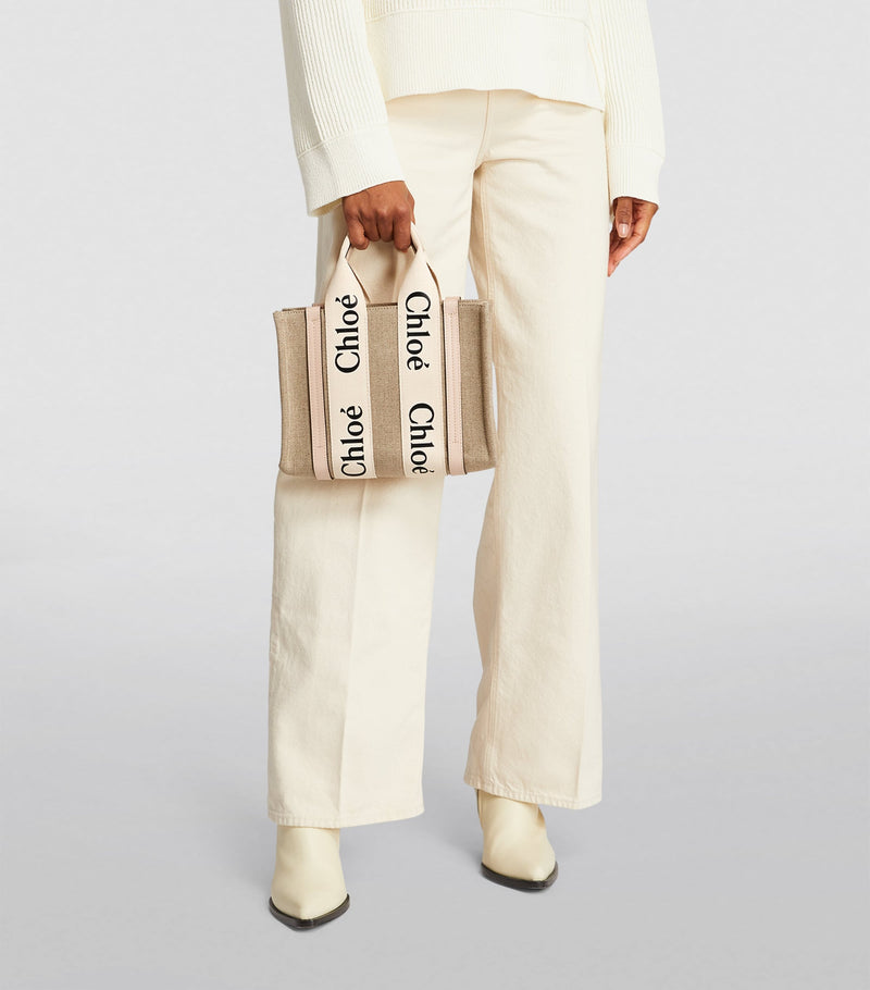 Chloé Small Woody Tote Bag linen canvas - British product