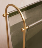 Soho Home leather magazine rack, imported from the UK