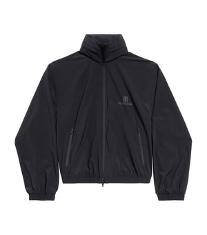 Shrunken Cropped Windbreaker Jacket with Logo Motif