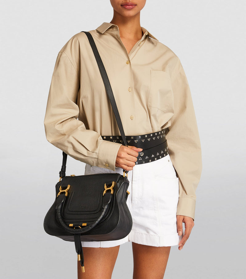 Chloé Marcie top-handle bag in grained leather, imported from the UK