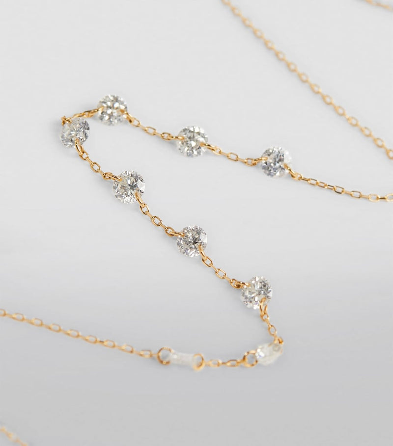 Persée yellow gold diamond 9-stone necklace, UK version