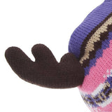 FLOSO Kids Fairisle Moose Winter Beanie Hat with Antlers - British product