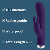 Nauti silicone rabbit vibrator with 10 functions, UK version