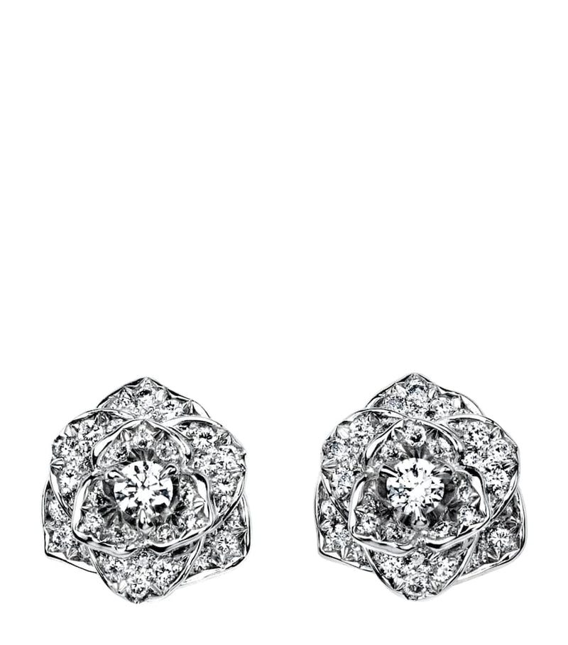 Piaget rose stud earrings 18kt white gold diamonds, UK version
