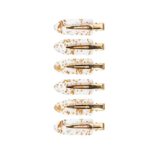 Brushworks gold flake no crease hair clips 6 pack - British product