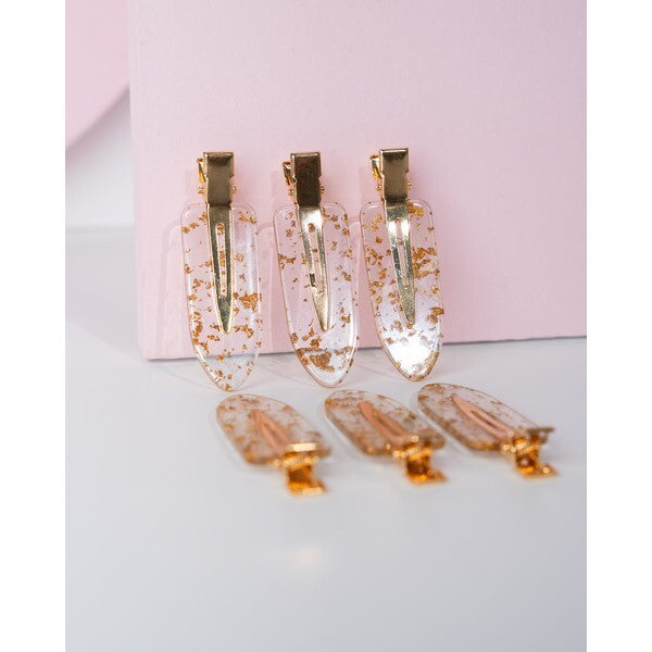 Brushworks gold flake no crease hair clips 6 pack - British product
