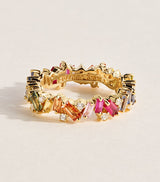 Harrods Suzanne Kalan Yellow Gold Diamond and Rainbow Sapphire Frenzy Eternity Ring- Buy online at McGrocer