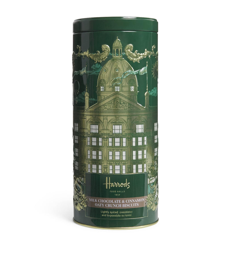 Harrods milk chocolate and cinnamon oat crunch biscuit tin 200g, UK version