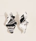 Alexis Bittar small crumpled earrings in rhodium plated brass, imported from the UK