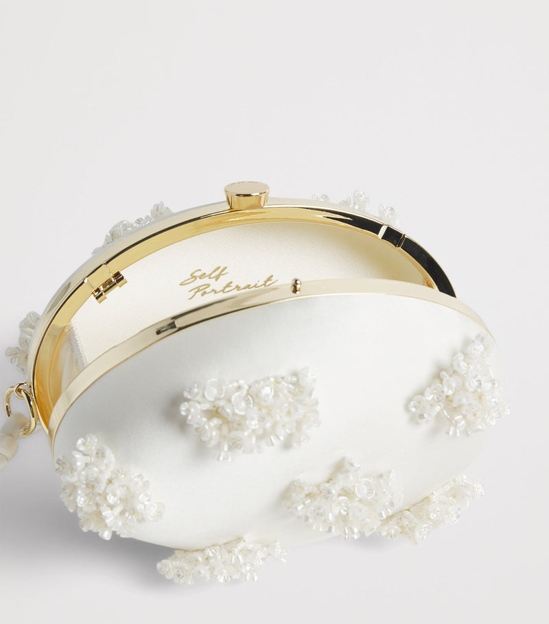 Self-Portrait satin embellished clutch bag - British product