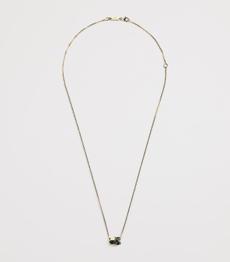 Suzanne Kalan yellow gold blue sapphire pendant necklace, imported from the UK