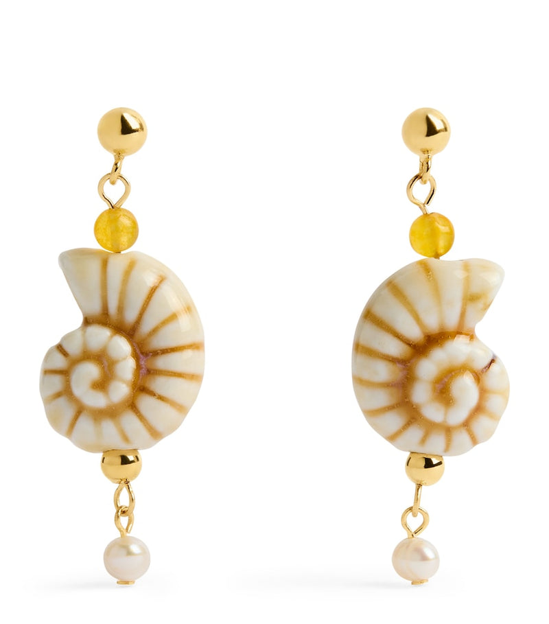Anni Lu Seaside Earrings gold-plated porcelain shell, imported from the UK