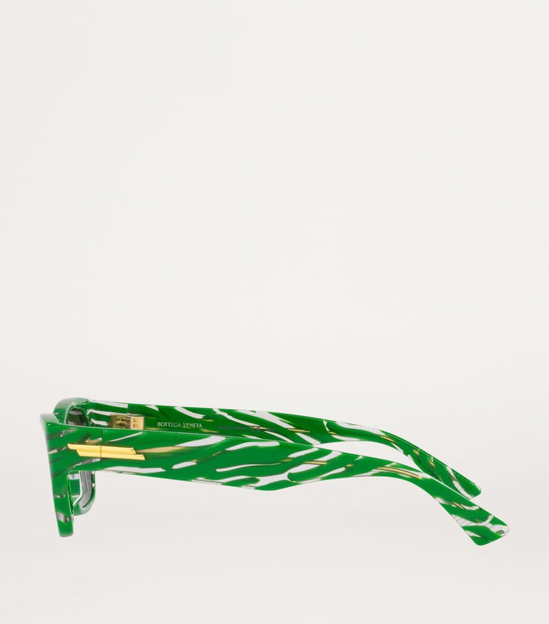 Bottega Veneta rectangular sunglasses with gold-tone detailing, imported from the UK