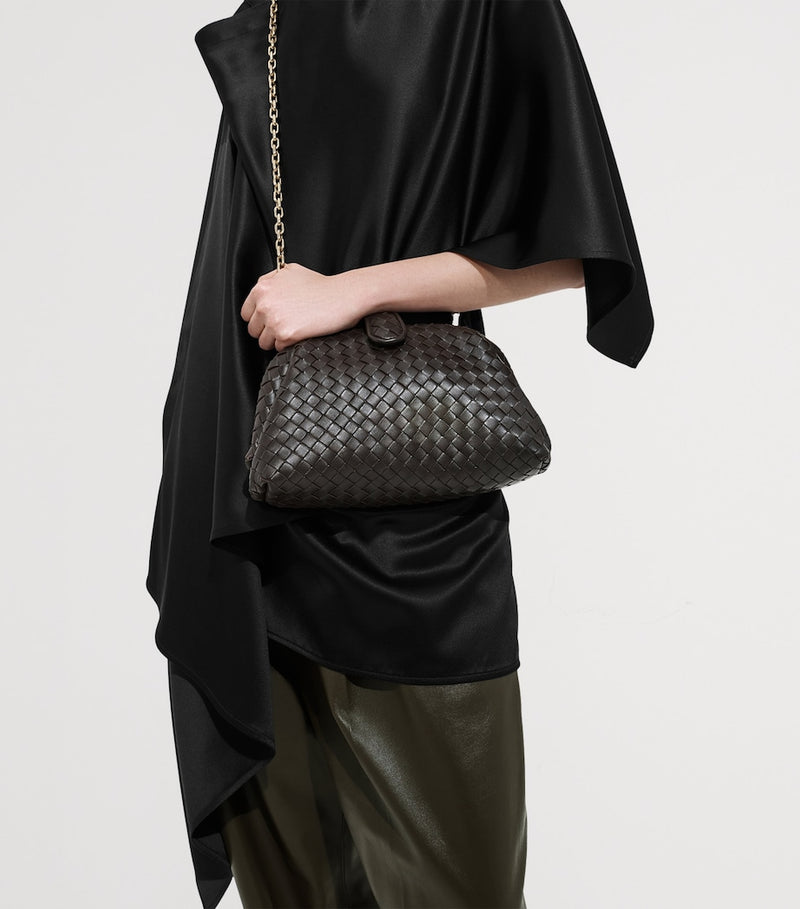 Bottega Veneta small leather Lauren 1980 clutch bag, imported from the UK