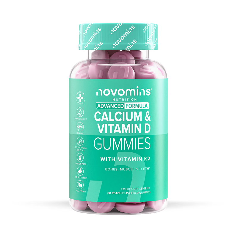 Novomins Calcium gummies peach flavour 60, imported from the UK