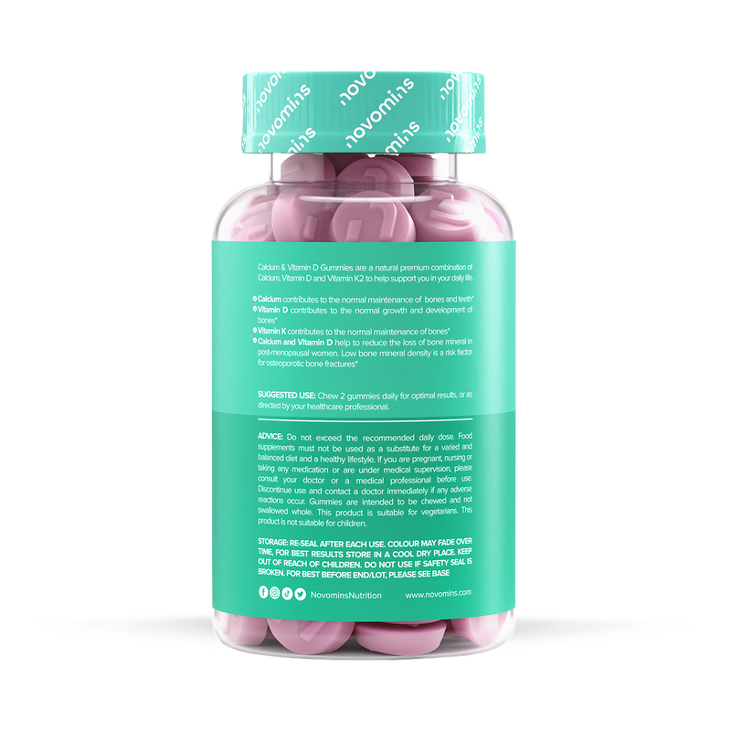 Novomins Calcium gummies peach flavour 60, imported from the UK