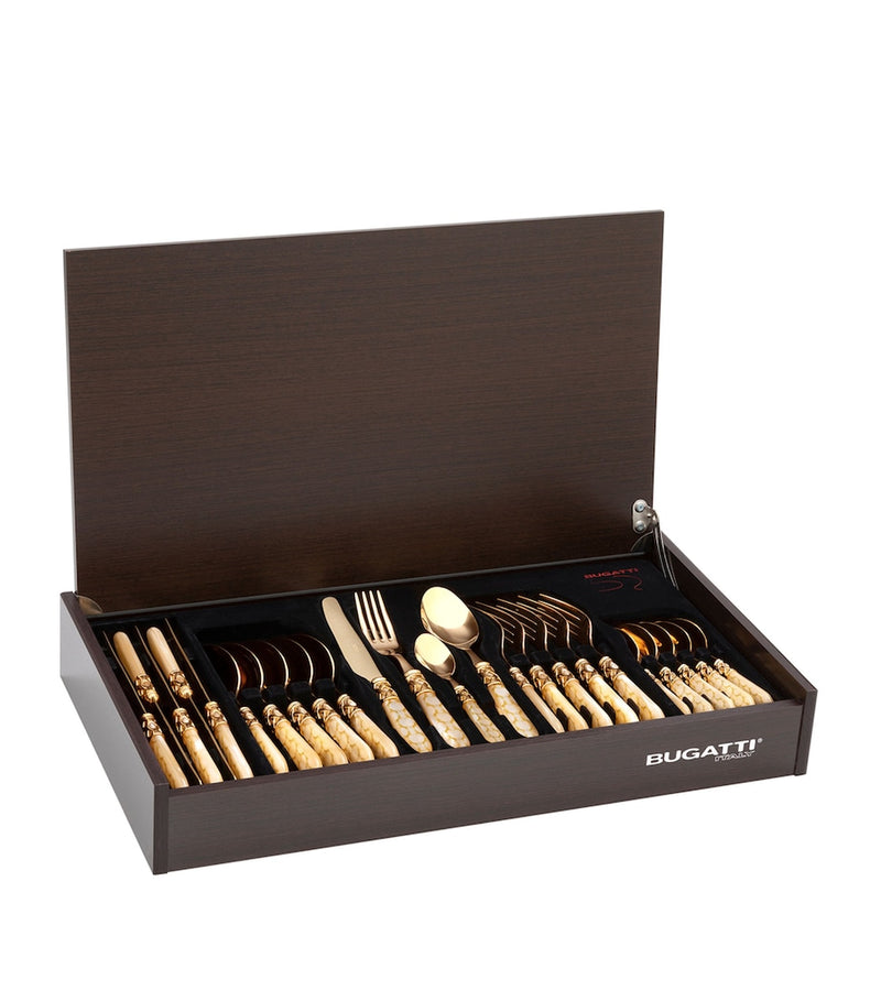 Bugatti Panther Goldivory 24Pc cutlery set - British product