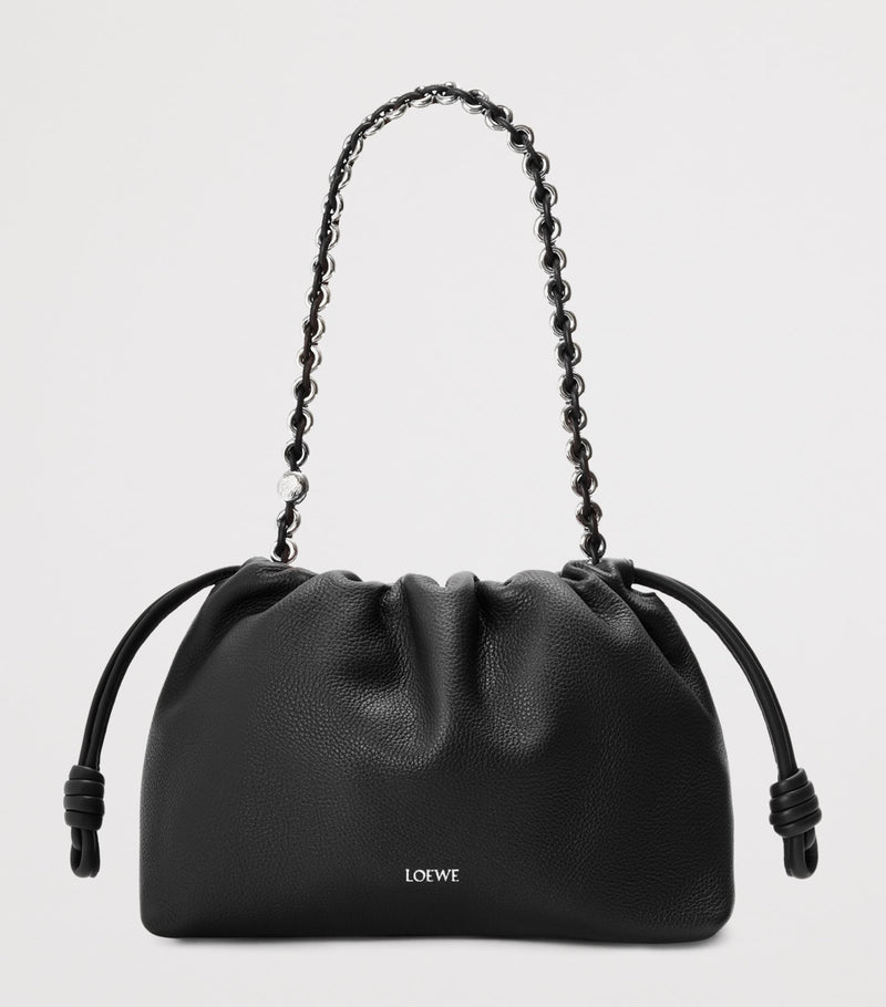 LOEWE Flamenco shoulder bag in leather with knotted drawstrings - British product