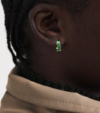 Suzanne Kalan yellow gold emerald diamond huggie earrings, UK version