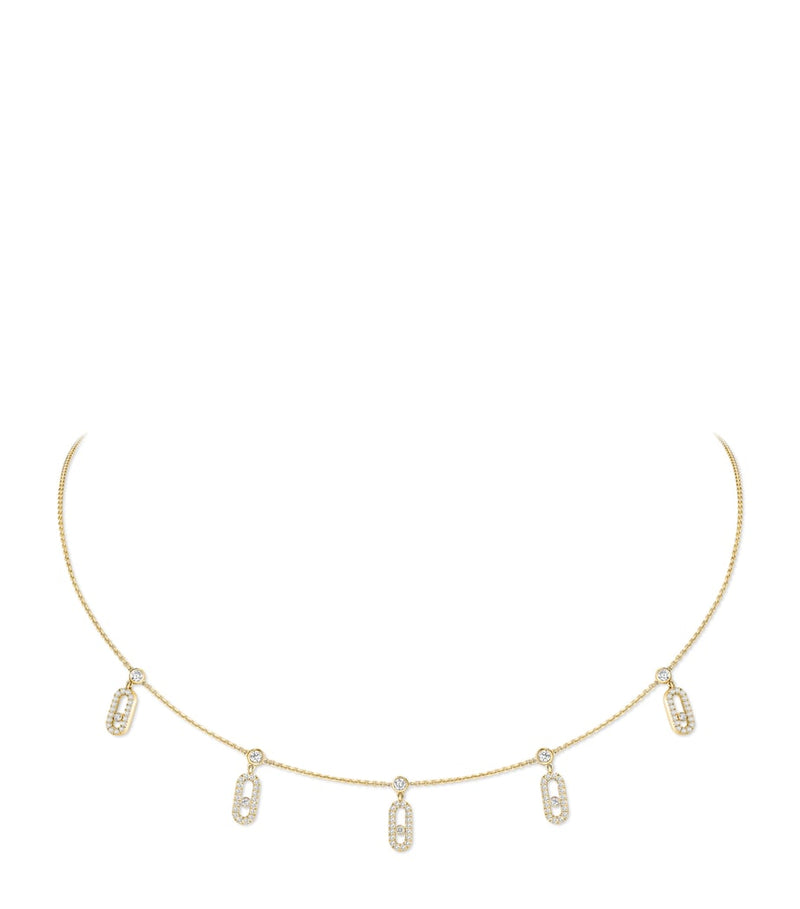 Messika Move Uno yellow gold diamond necklace 0.61ct, imported from the UK