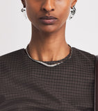 Alexis Bittar small crumpled earrings in rhodium plated brass, imported from the UK