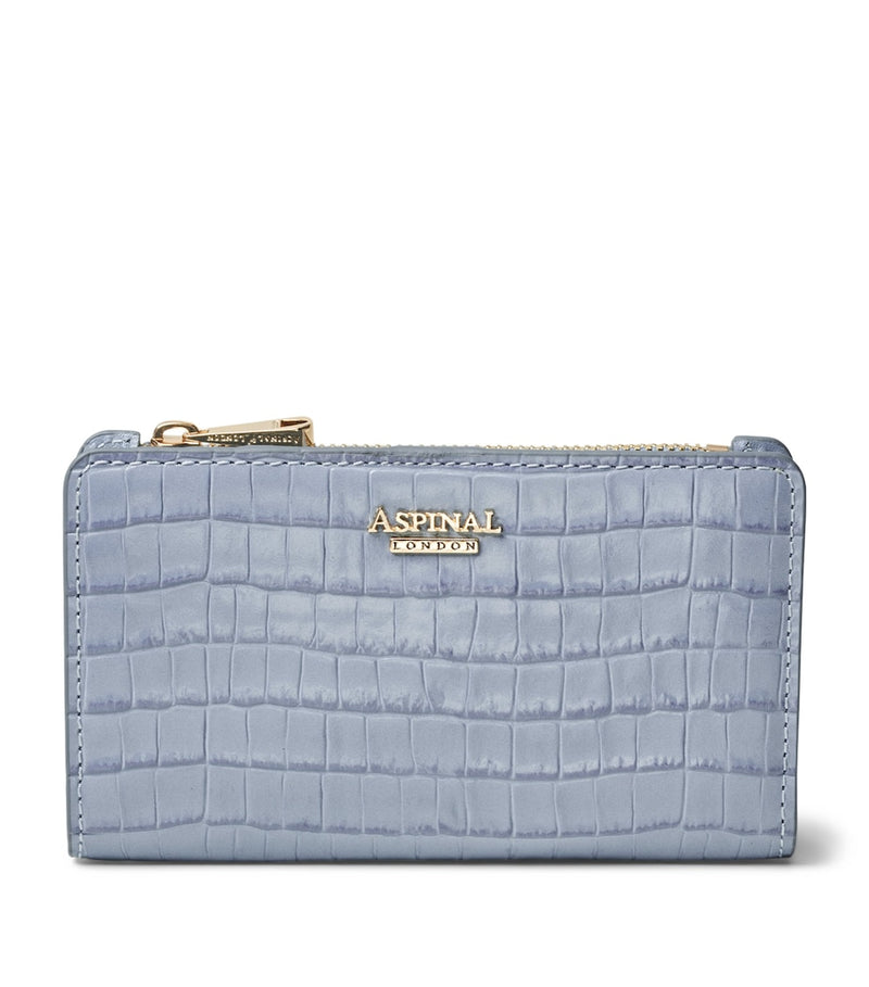 Aspinal of London croc-embossed Mayfair purse, imported from the UK