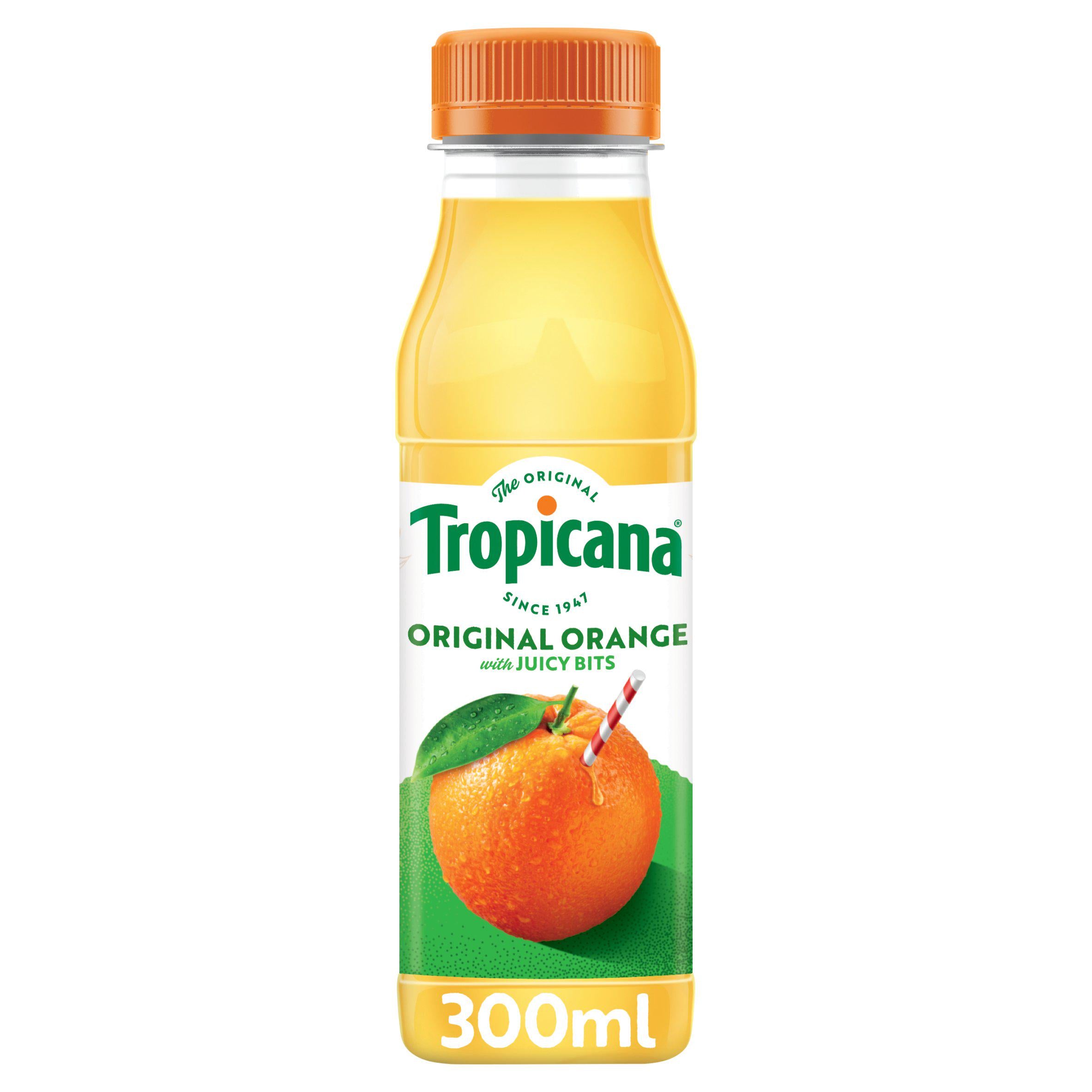 Tropicana Pure Orange Fruit Juice with Bits 300ml All chilled juice Sainsburys