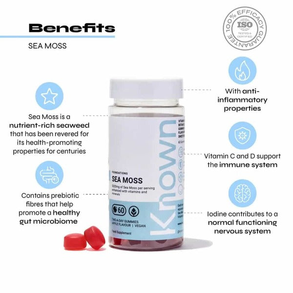 Known Nutrition sea moss vegan gummies 60 count - British product