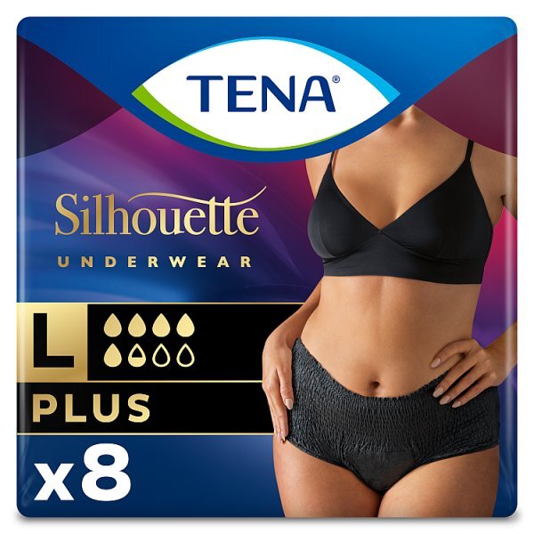 TENA  Silhouette Plus Black Incontinence Pants Size Large 8 pack GOODS Superdrug