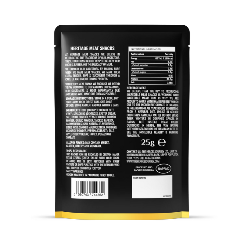Heritage beef jerky 25g, imported from the UK