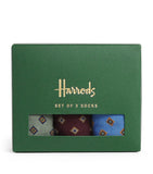 Harrods cotton-blend diamond socks pack of 3 (British brand)