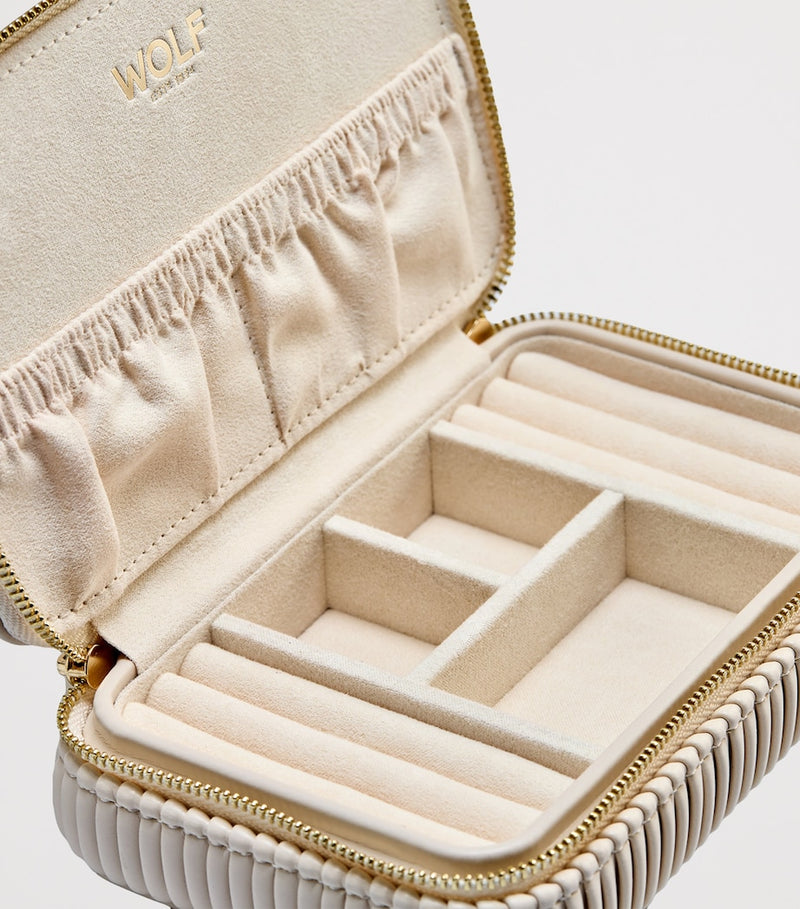 WOLF Bella jewellery zip case with LusterLoc lining, compact size (British brand)