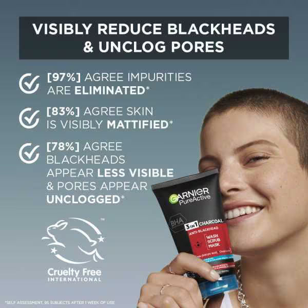 Garnier Pure Active charcoal 3in1 wash 150ml, UK version