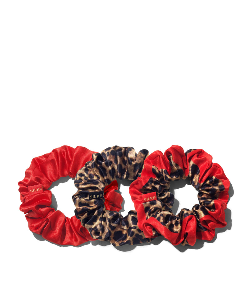 Silke mulberry silk hair scrunchies set of 3 (British brand)
